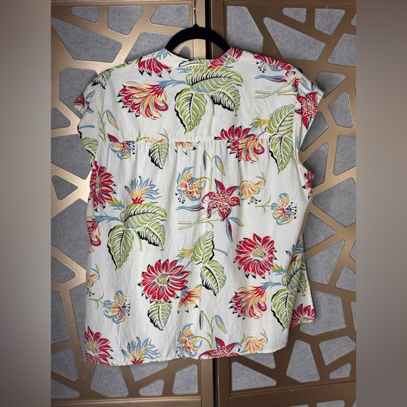 Nine West Floral Sleeveless Blouse Top Size 2X Tropical Print - Picture 3 of 10